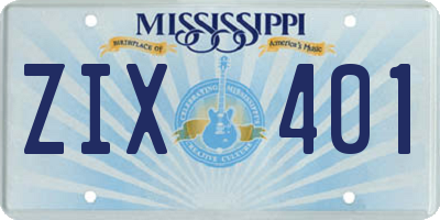 MS license plate ZIX401
