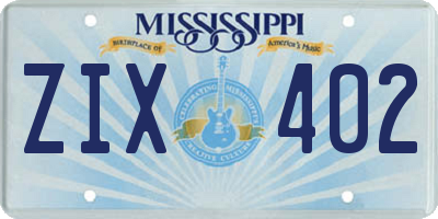 MS license plate ZIX402