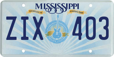 MS license plate ZIX403