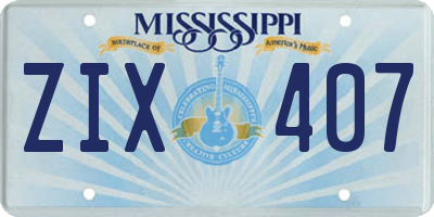 MS license plate ZIX407