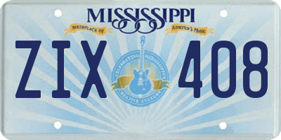MS license plate ZIX408