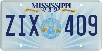 MS license plate ZIX409