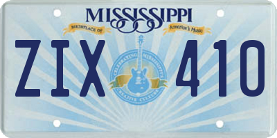 MS license plate ZIX410
