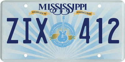 MS license plate ZIX412