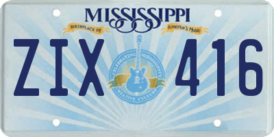 MS license plate ZIX416