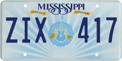 MS license plate ZIX417