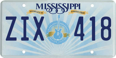 MS license plate ZIX418