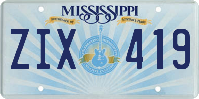 MS license plate ZIX419