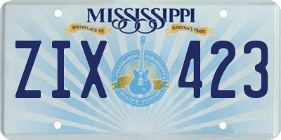 MS license plate ZIX423
