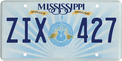 MS license plate ZIX427