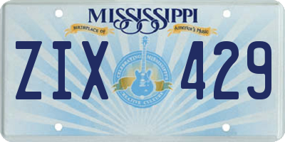 MS license plate ZIX429