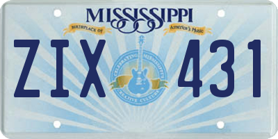 MS license plate ZIX431