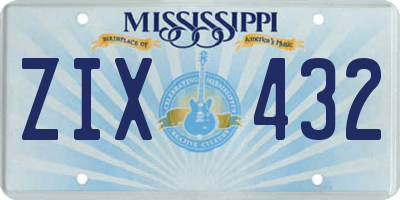 MS license plate ZIX432