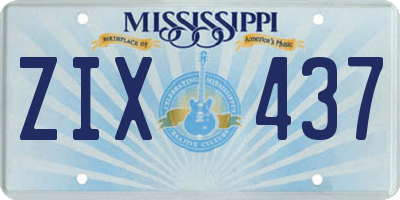 MS license plate ZIX437