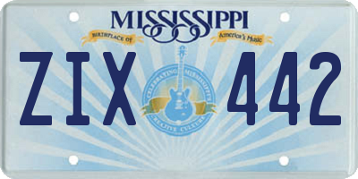 MS license plate ZIX442