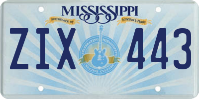 MS license plate ZIX443