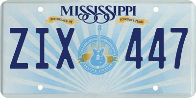 MS license plate ZIX447