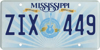 MS license plate ZIX449