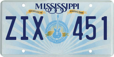 MS license plate ZIX451
