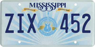 MS license plate ZIX452