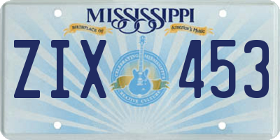 MS license plate ZIX453