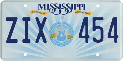 MS license plate ZIX454