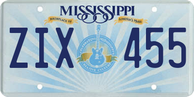 MS license plate ZIX455