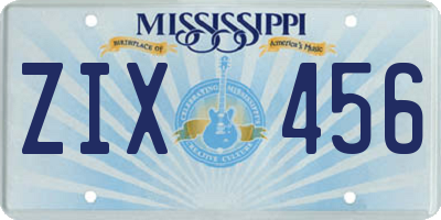 MS license plate ZIX456