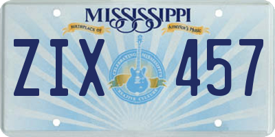 MS license plate ZIX457