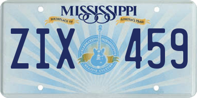 MS license plate ZIX459