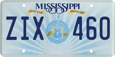 MS license plate ZIX460
