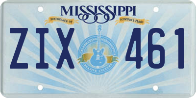 MS license plate ZIX461