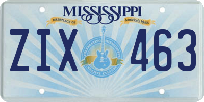 MS license plate ZIX463