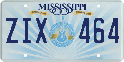 MS license plate ZIX464