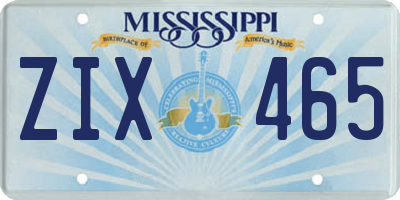 MS license plate ZIX465