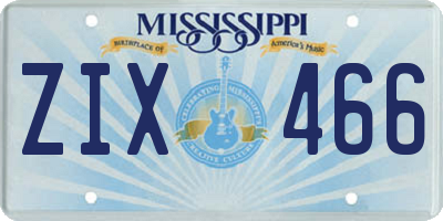 MS license plate ZIX466