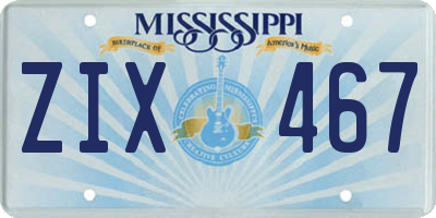MS license plate ZIX467