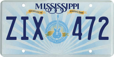 MS license plate ZIX472