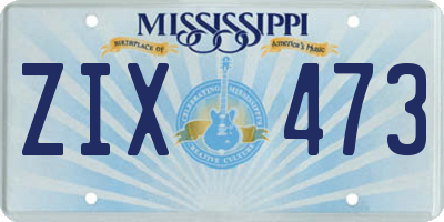 MS license plate ZIX473