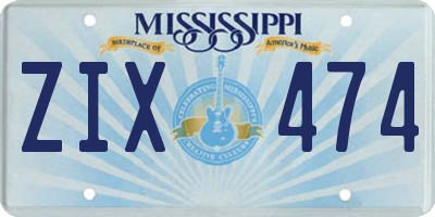 MS license plate ZIX474