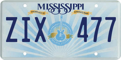 MS license plate ZIX477