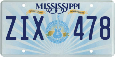 MS license plate ZIX478