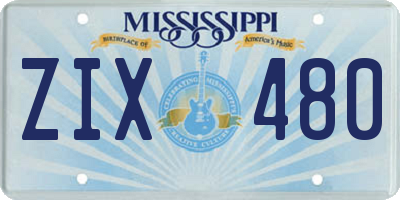 MS license plate ZIX480