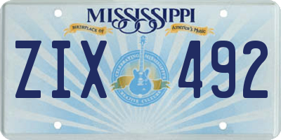 MS license plate ZIX492
