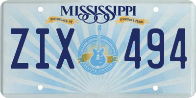 MS license plate ZIX494