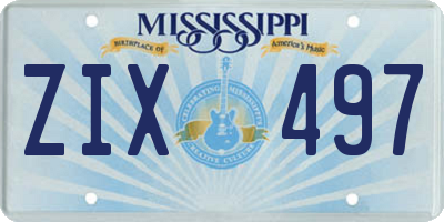 MS license plate ZIX497