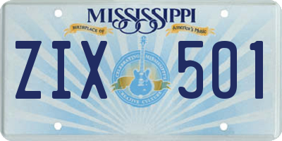 MS license plate ZIX501