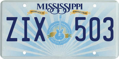 MS license plate ZIX503
