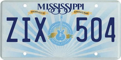 MS license plate ZIX504
