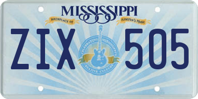 MS license plate ZIX505